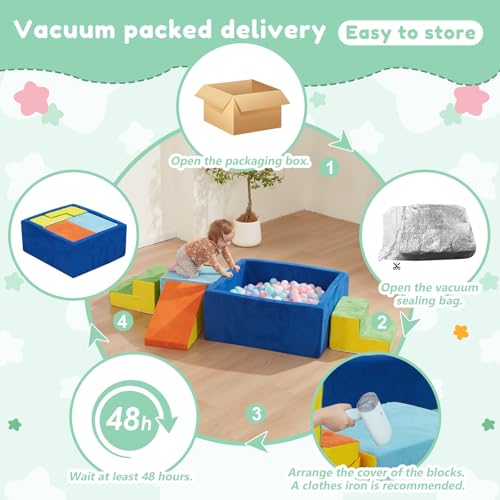 Image of Foam Climbing Toys for Toddlers with Large Ball Pit | Climbing Blocks, Soft Play Climb and Crawl Activity Playset, Toddler Play Crawling Climbing Sliding Indoor(Excluding Balls)