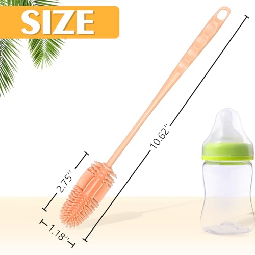 Image of Silicone Bottle Brush 5PCS Cup Brushes 10.62 inch Long Handle Bottle Scrubber for Baby Bottle, Glassware, Vase, Water Cup Cleaner Brush