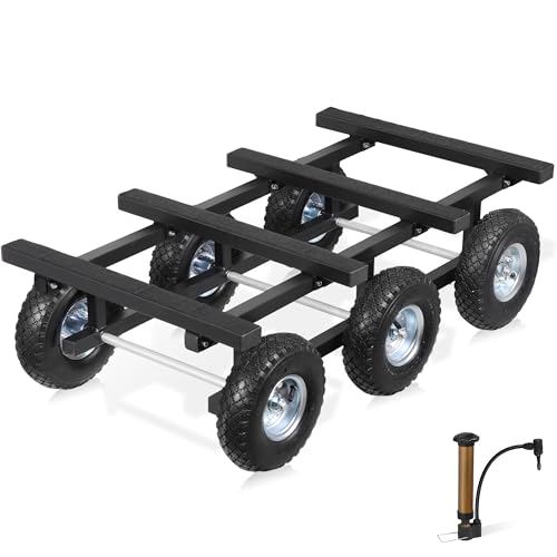 Chintooler Heavy Duty 6-Wheel Furniture Dolly 1200 lbs All-Terrain Moving Dolly with Pneumatic Tires for Home Warehouse Lawn Gravel & Uneven Ground (39.6x22.4)