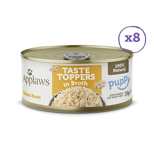 Applaws Wet Puppy Food, Hühnerbrust mit Reis in Brühe für Junge Hunde - Packung mit 8 x 156g Dosen