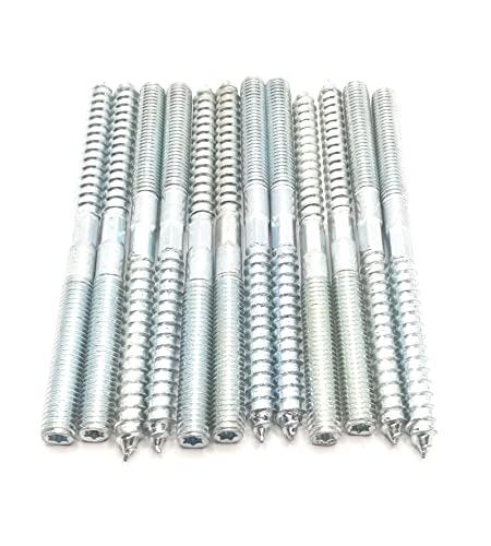 Image of Hanger Bolt M8x110 Silvery Double Headed Bolt Self-Tapping Screw with Hexagon for Furniture 12Pcs