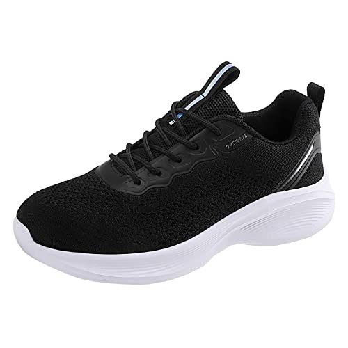 Genérico Zapatos Tercera Edad Zapatos Deportivos para Mujer, Parte Inferior Plana, Bloque Colores, con Cordones, Malla, Transpirable, cómodo, con Cordones, Estilo Informal Zapatos (Black, 40)