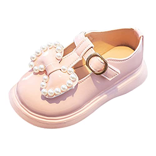 Generic Kids Girls Dress Shoes Pearl Bow Princess Shoes Summer Outdoor Soft Rubber Sole Flat Princess Dress Girl Shoes Size 2