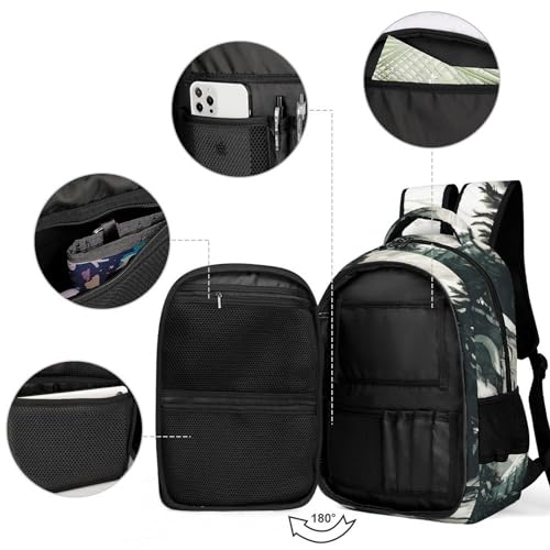 Backpack for Men Women Laptop Backpack Hand Drawn Two Pine Trees Casual Daypack Laptop Bag for Travel3