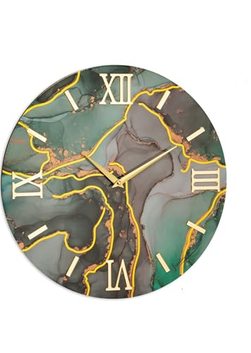 Giardini Di Marzo Orologio Da Parere In Legno Rifinito In Resina Lucida E Applicazioni In Plex Diametro 40 (Verde Ottanio)