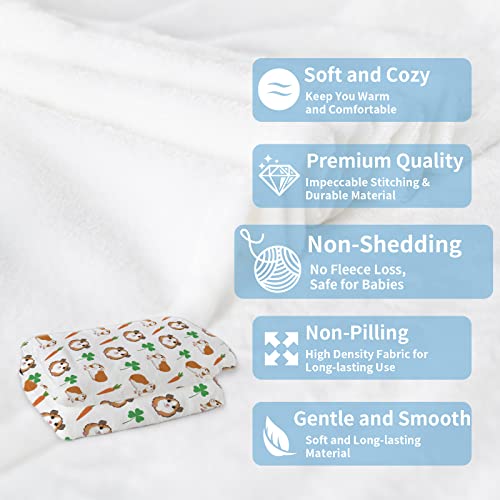 Cute Guinea Pig Blanket for Girls Cartoon Carrots Shamrock Animal Printed Blanket for Baby Kids Boys Girls Guinea Pig Lovers Soft Lightweight Fleece Pattern Throw Blanket for Sofa - Image 2