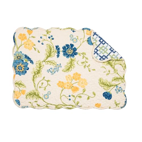 Image of Arya 100% Cotton Quilted Vintage Set of 6 Spring Placemats 13 inch x 19