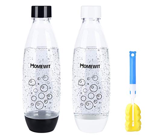 PET Sprudlerflasche 2-teilig Set, 2X 1L Wasserflasche Ersatzflasche für Wassersprudler, Trinkflasche für zu Hause und unterwegs, Ideale für
