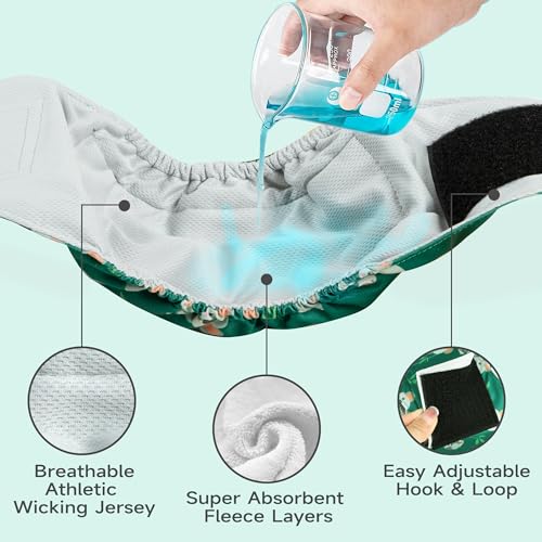 Leekalos Male Dog Diapers, Dog Belly Bands for Male Dogs Wraps Washable Doggie Diapers High Absorbing Dog Belly Bands(5 Pack) (Octopuses+Plain, Small(11\"-14\"))