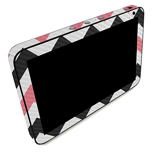Image of MightySkins Carbon Fiber Skin Compatible with Amazon Echo Show 8 (Gen 2) - Black Pink Chevron | Protective, Durable Textured Carbon Fiber Finish | Easy to Apply
