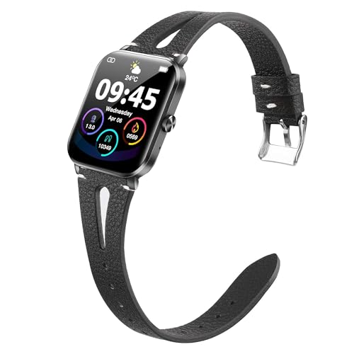 Bracelet montre 22mm cuir vintage fin pour remplacer le silicone irritant QONBINK