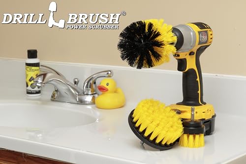 Drillbrush Drill Brush Attachment Set for Bathroom Cleaning – Power Scrubber Brush Kit for Tub, Tile, Shower, and Grout – All-Purpose Household Cleaning Brushes for Drill - Electric Grout Cleaner Kit