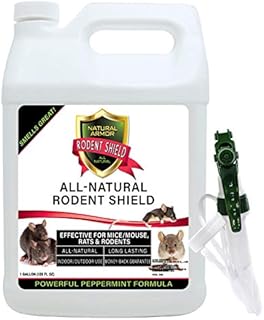 Peppermint Repellent for Mice/Mouse, Rats & Rodents. Natural Spray for Indoor & Outdoor Use. Natural Armor Rodent Shield. 128 OZ Gallon