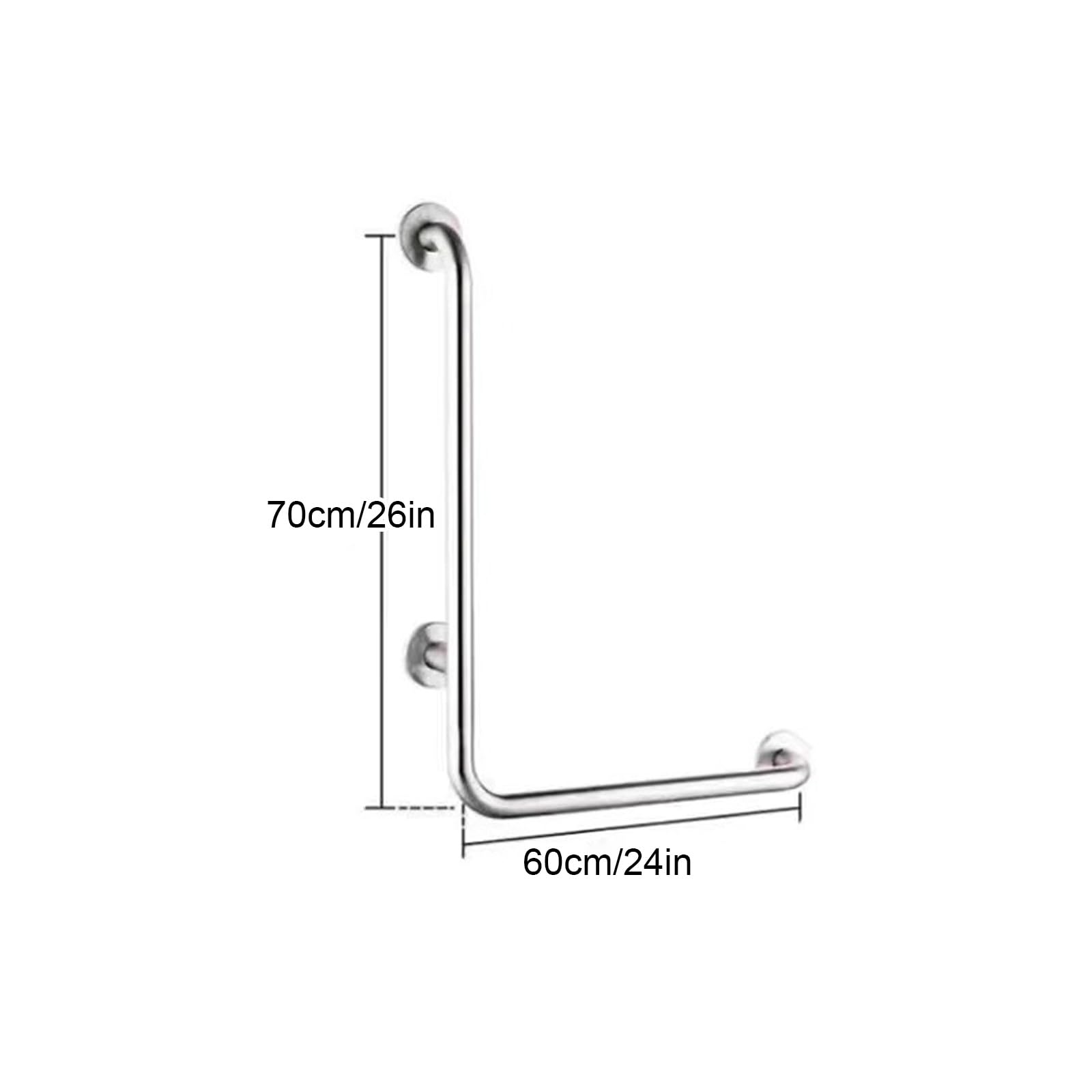Maniglione Bagno Disabili, Maniglioni a L, Acciaio Inossidabile, Ausili for la Vita Quotidiana di Anziani Disabili(70X60cm/26x24in)