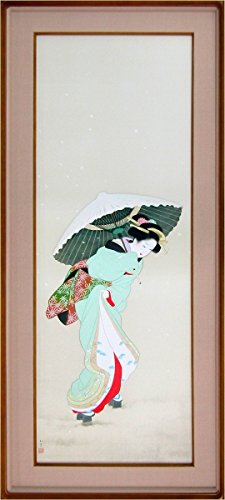 Amazon.co.jp: 上村松園『初雪』リトグラフ 人物画【版画 絵画