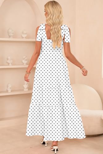 Image of CURBODO Women's Summer Maxi Dress Boho Spaghetti Straps Casual Long A-line Smocked Beach Dress Square Neck Flowy Sun Dress