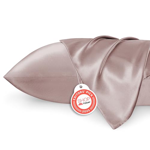 Image of Bedsure King Size Satin Pillowcase Set of 2 - Dusty Rose Silky Pillow Cases for Hair and Skin with Envelope Closure, Similar to Silk Pillow Cases, Gifts for Women Men, 20x36 Inches, 2pcs