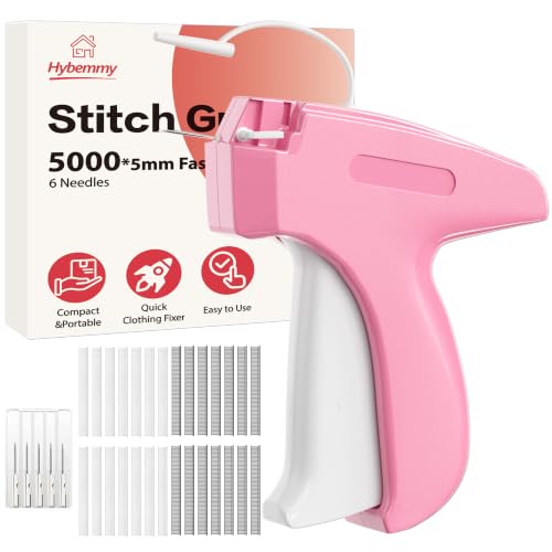 Image of Stitch Gun for Clothes, Tagging Gun, Quick Clothing Fixer, Pink | 5000 Fasteners, 0.04 inch Fine Needle, 6 Needles, Portable, Handheld, Compact, Lightweight, Easy to Use, Versatility, Durable