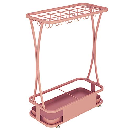 Porte-parapluie rectangle rose anti-rouille avec grand bac amovible - 2