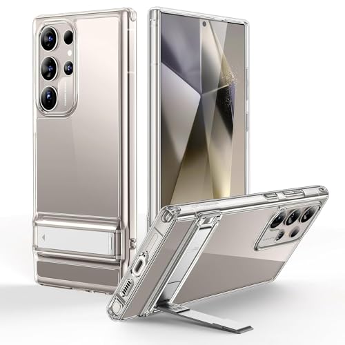 ESR for Samsung Galaxy S24 Ultra Phone Case, 3 Stand Modes Kickstand for S24 Ultra Cover, Military-Grade Drop Protection, Slim Fit, Boost Series Case, Clear Grey