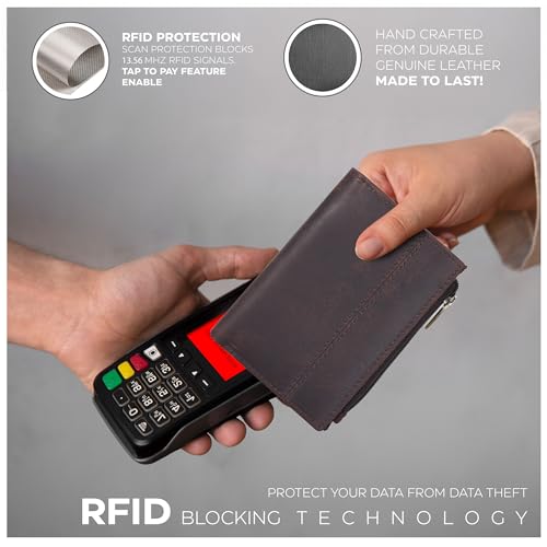 Image of Oak Leathers Wallet For Women Full Grain Leather - Small RFID Coin Purse Credit Card & ID Holder for Ladies,Bifold Wallets for Teenager | Small