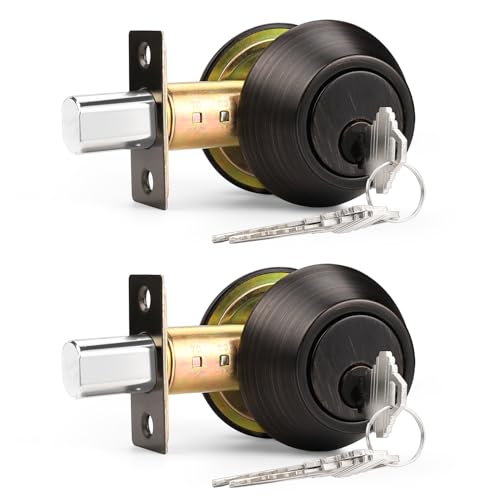 Oil Rubbed Bronze Round Double Cylinder Deadbolt Lock (2 Pack)