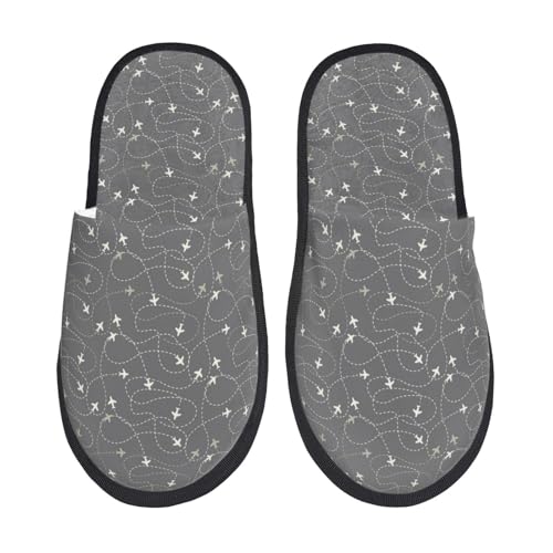 Airplane Routes Around The World Print House Slippers For Women And Men,Soft Slippers With Memory Foam,Non-Slip Indoor Home Shoes
