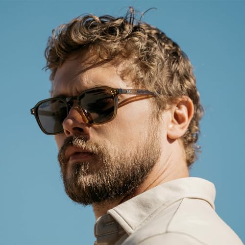 Image of WearMe Pro Men's Polarized Square Sunglasses - Wide Fit, Retro Style, UV400, Lightweight Frame for Driving & Daily Wear