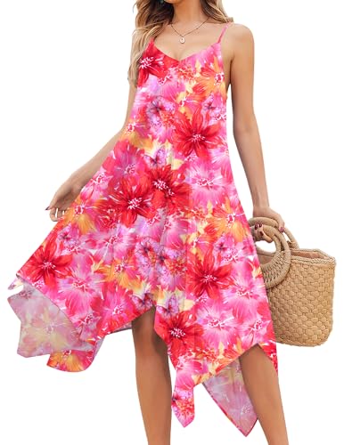 Image of Chigant Women's 2026 Summer Dress Casual Boho Sundress Spaghetti Strap Swimwear Cover Up Beach Flowy Midi Vacation Dresses