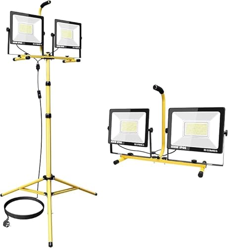 Willpower 2 x 100W 20000LM proiettore led cantiere treppiede piede faro da cantiere per giardino garage officina industriale esterno interno 175V-265V
