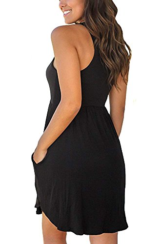 Molerani Women's Basic Sleeveless Long Tunic Top Mini T-Shirt Dress Black L #TOP3