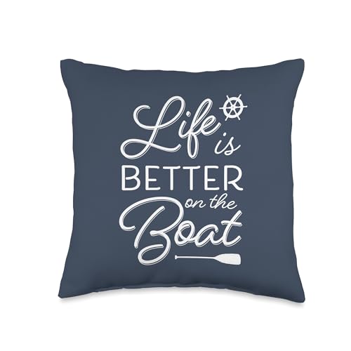 Life Is Better On The Boat throw pillow image
