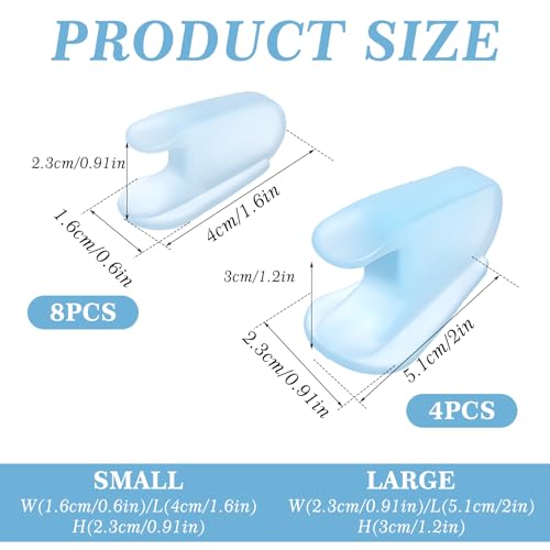 Image of LLOUSSAK 12Pcs Toe Separators for Women, Breathable Gel Toe Spacers for Men Bunions Relief, Silicone Toes Correctors for Overlapping Toes, Bigtoe Straightener, Toeprotectors for Bunion Pain (4L+8S)
