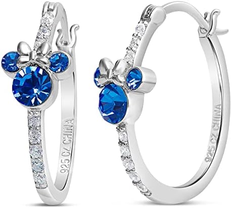 Disney Jewelry for Women Mickey or Minnie Mouse Sterling Silver Cubic Zirconia Hoop Earrings