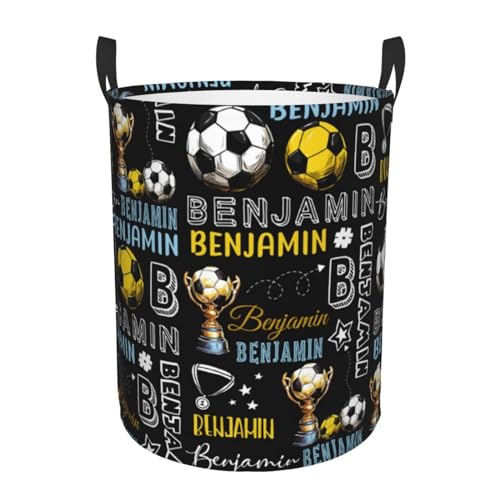 Custom Soccer Laundry Baskets,Personalized Laundry Hamper for Kids Boys Girls Adults,Collapsible Clothes Storage Organizer,16.5 X 13.8in