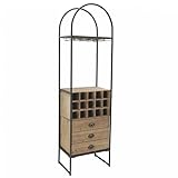 Marque: L'Héritier Du Temps L\'Héritier Du Temps Armoire à Vin Cargo Etagère Colonne Meuble de Rangement Bar en Métal Gris Anthracite et Pin Naturel 38x54x165cm