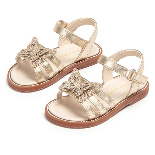 Image of PHIRAMIN Toddler Girl Sandals - Flower Girl Dress Shoes Open Toe Little Kid Flats