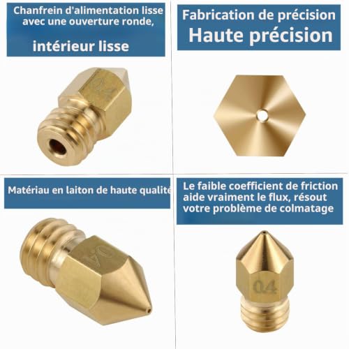 40 pièces Buses 0,2 mm 0,4 mm 0,6 mm 0,8 mm Buses, Buses en laiton pour imprimante 3D pour Creality Ender 3 V2 / Ender 3 / Ender 3 Pro / Ender 3 Max / Ender 5 Pro, Ender 3 S1 / Ender 3 Neo / CR 10 – vue 4