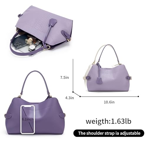 Image of Women Snake Embossed & Faux Suede Hobo Handbag Set Shoulder Crossbody Purse