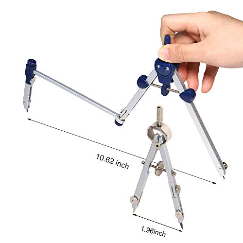 Compass For Geometry Large, Professional Drawing Compass Metal Drafting Compass Kit With Extension Bar,Metal Compass Geometry Set For Geometry, Drafting, Math, Drawing, For Engineer And Mathematician #TOP2