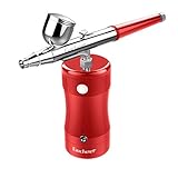 ゴシェール（Gocheer) ダブルアクション充電式エアブラシ 一体化コンプレッサー 小型 ミニ コンプレッサー USB充電ライン 塗装 スプレー モデル 小型 オイルレス ダブルアクションエアブラシ付き 日本語取り扱い説明書