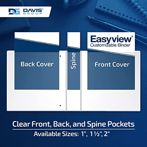 Image of Easyview 3-Ring Binder, 1.5 inch Round Rings, Fashion Colors, 4 Pack | Heavy-duty binder, fits 8.5 inch x 11 inch paper, customizable clear-view cover, made in Canada, ideal for school or office use