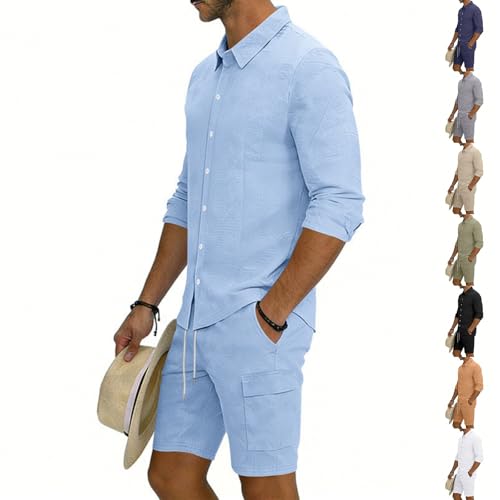 Ensemble 2 pièces mode décontractée lin de qualité supérieure homme - 2
