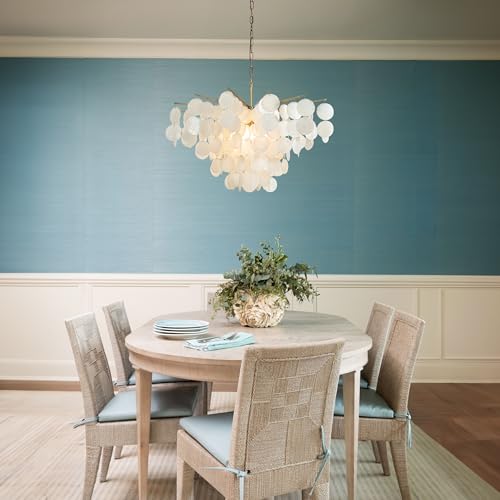 ALOADECOR 6-Light 30" Cone Shape 5-Tier Coastal Capiz Shells Chandelier with Antique Gold Metal Farmhouse Natural Seashell for Dining Room Living Room - Image 9