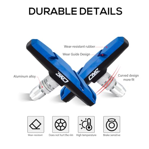 2 Pairs Bicycle V-Brake Pads, Bike 70mm V Brake Blocks Set, 55mm-Black - Picture 18 of 30
