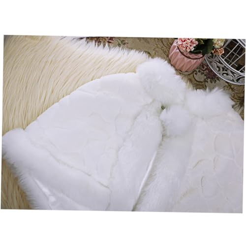 Didiseaon Girls Coat Pom Boy Girl's Plush Shawl Winter Tippet Elegant Cape for Parties Photo Shooting3