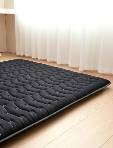Premium Foam 3.2\" Thick Japanese Futon Floor Mattress - Twin Size 39\"x80\" 100% High-Density Foam,Comfortable Sleeping Pad,Tatami Mat for Dorm,Bedroom or Guest Room,Boys Girls Dormitory Pads(Black)