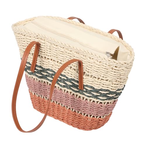 Sac fourre-tout tissé Veemoon pour femmes avec rayures hawaïennes et grande capacité pour la plage