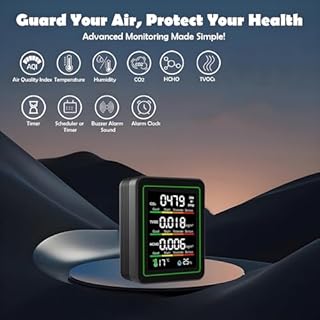Monitor di qualità dell'aria WiFi: il misuratore intelligente di qualità dell'aria rileva CO2, TVOC, HCHO, temperatura, umidità, rilevatore di CO2 per casa, telecomando app, termometro compatibile con