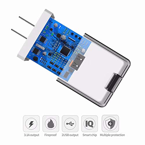    iPhone Charger, MBYY MFi Certified Lightning Cable 6FT(3-Pack) Fast Charging Data Sync Transfer Cord with 2 Port USB Plug Wall Charger Travel Adapter Compatible with iPhone 11 Pro Max Xs X XR 8 7 Plus